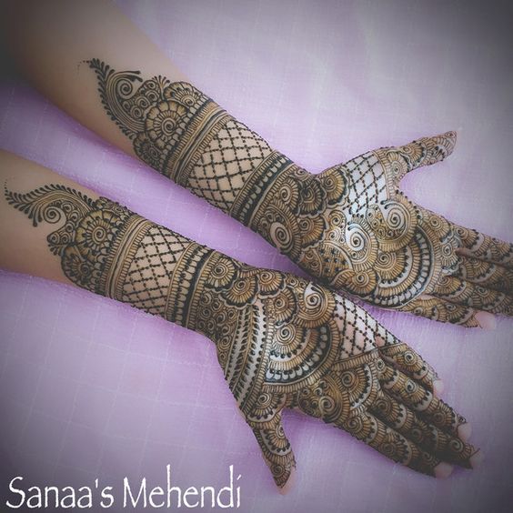 Shaded full hand bridal Mehndi design